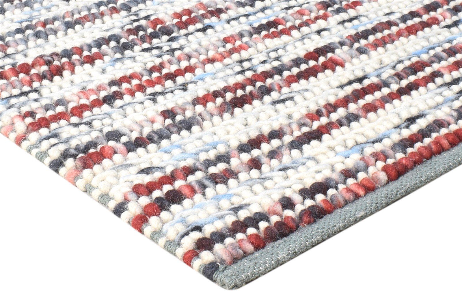 Wool Blue Rug 2'6 X 5' Modern Hand Woven Bohemian Striped Small Carpet 