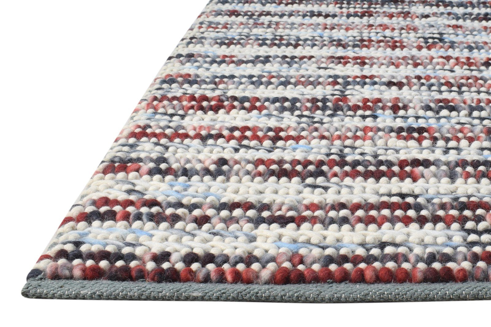 Wool Blue Rug 2'6 X 5' Modern Hand Woven Bohemian Striped Small Carpet 