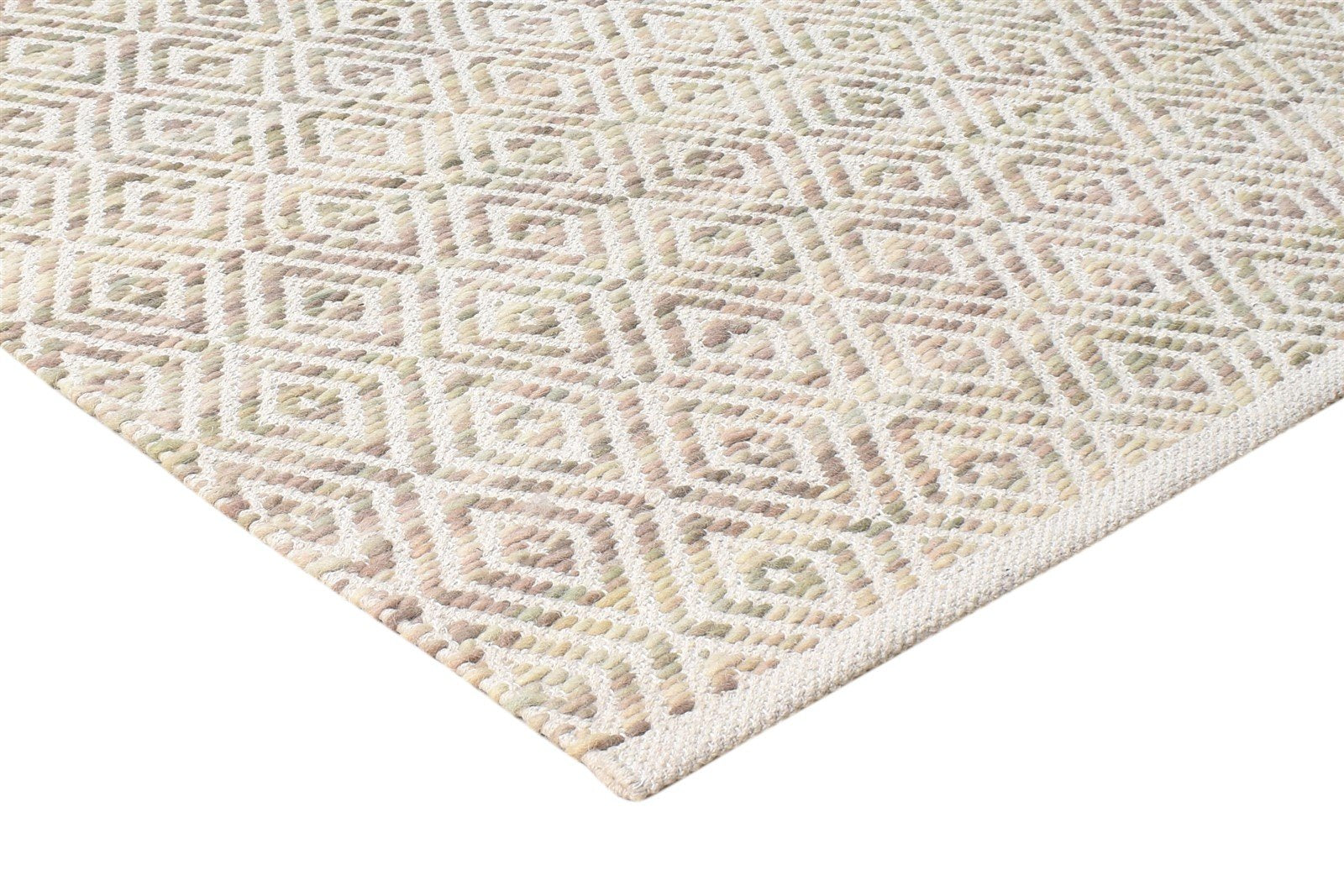 5' X 8' Rug Wool Sand Modern Hand Woven Scandinavian Diamond Room Size Carpet 