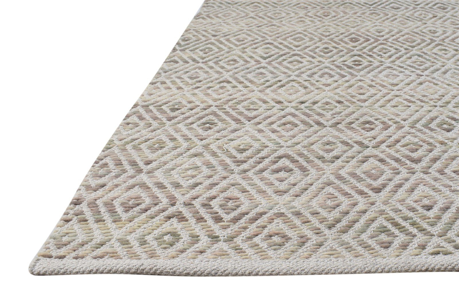 5' X 8' Rug Wool Sand Modern Hand Woven Scandinavian Diamond Room Size Carpet 