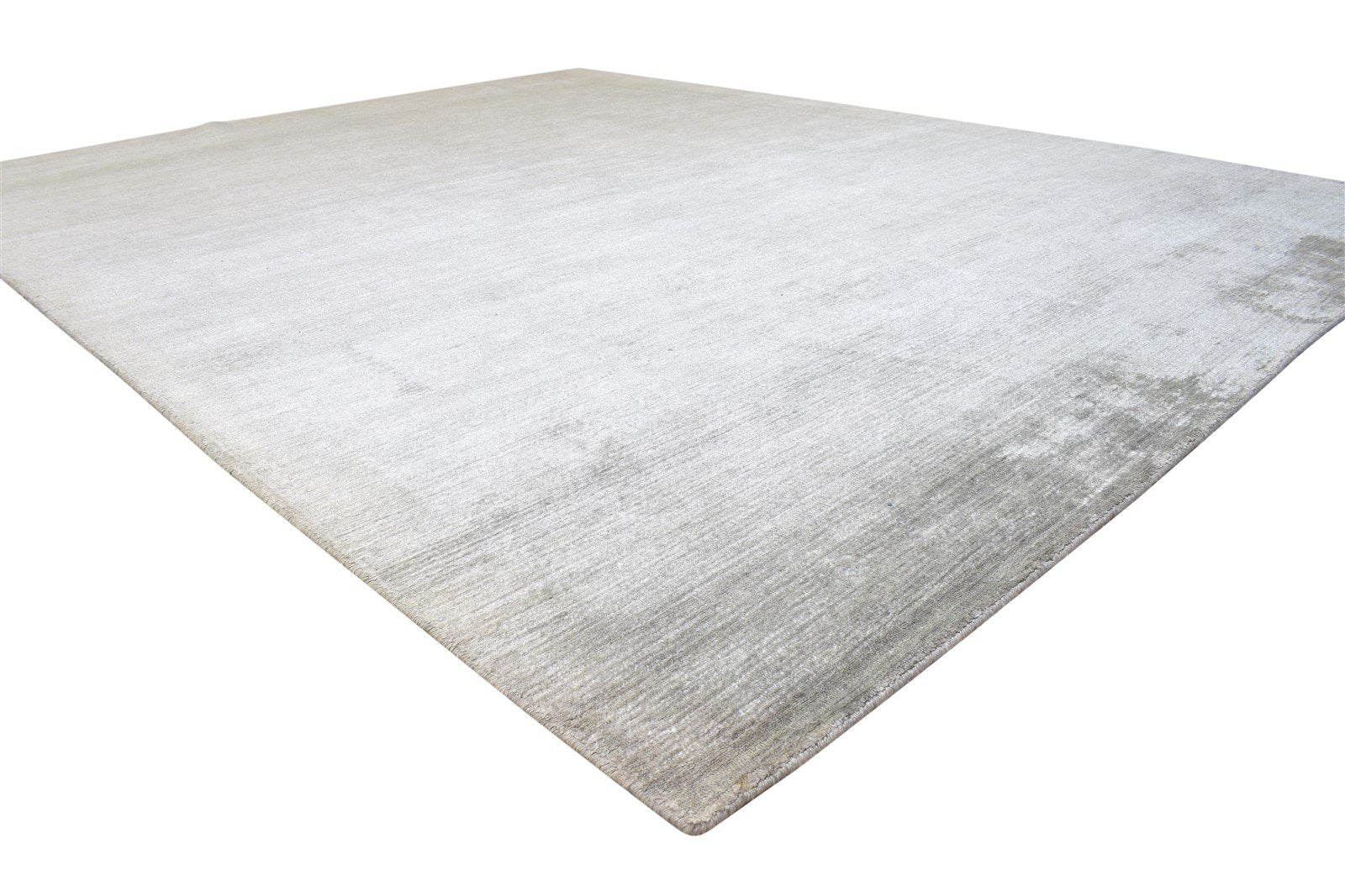 Hand Woven Grey Silk Rug 8' X 11' Modern Scandinavian Solid Large Carpet 