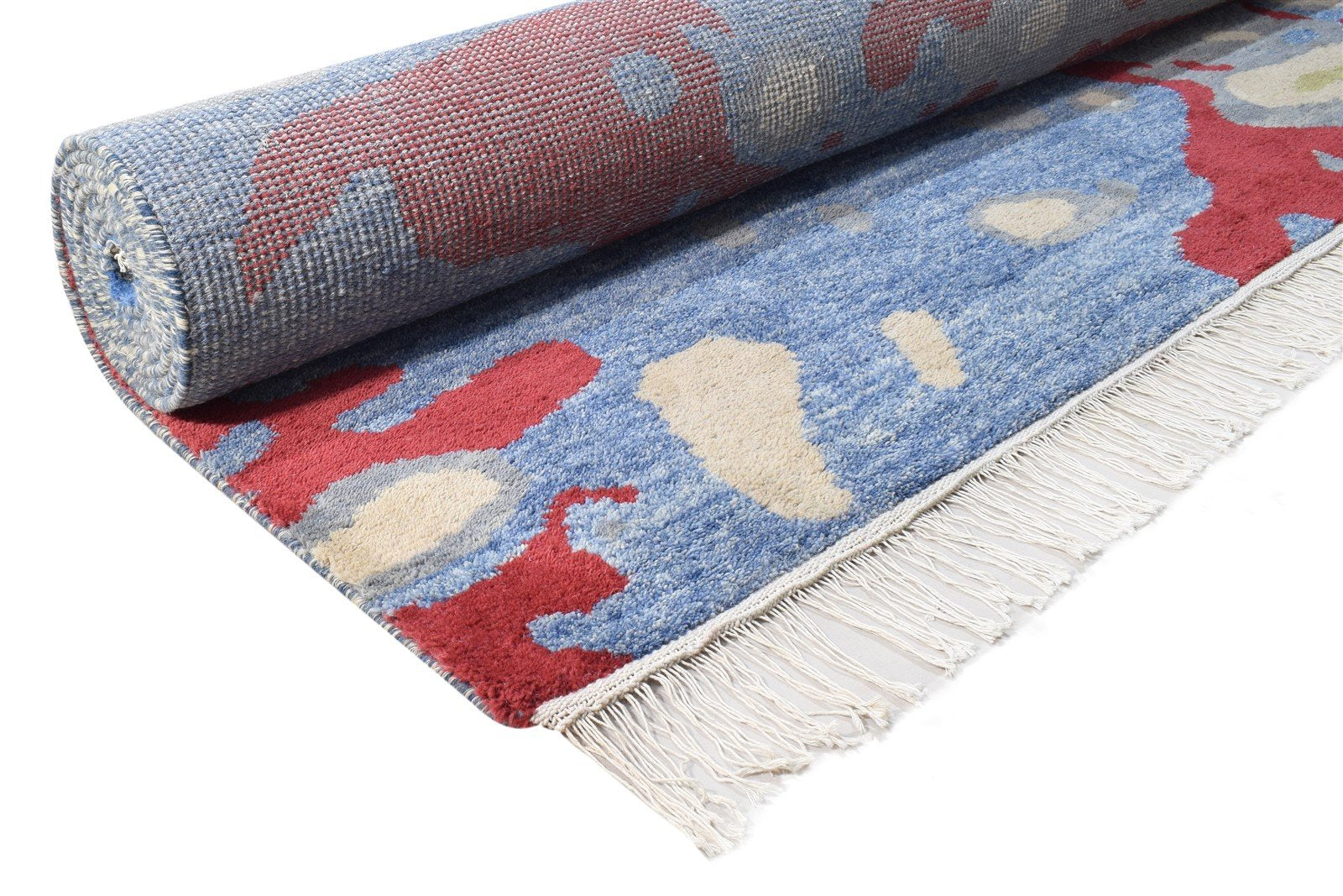 Wool Blue Rug 9' X 12' Modern Hand Woven Bohemian Abstract Extra Large Carpet 