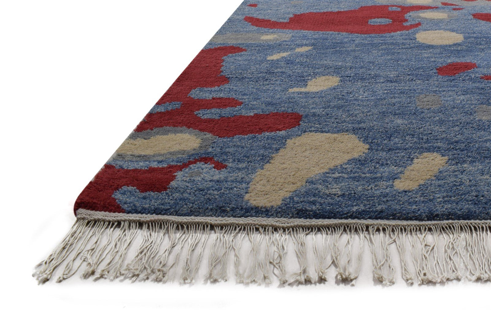 Wool Blue Rug 9' X 12' Modern Hand Woven Bohemian Abstract Extra Large Carpet 