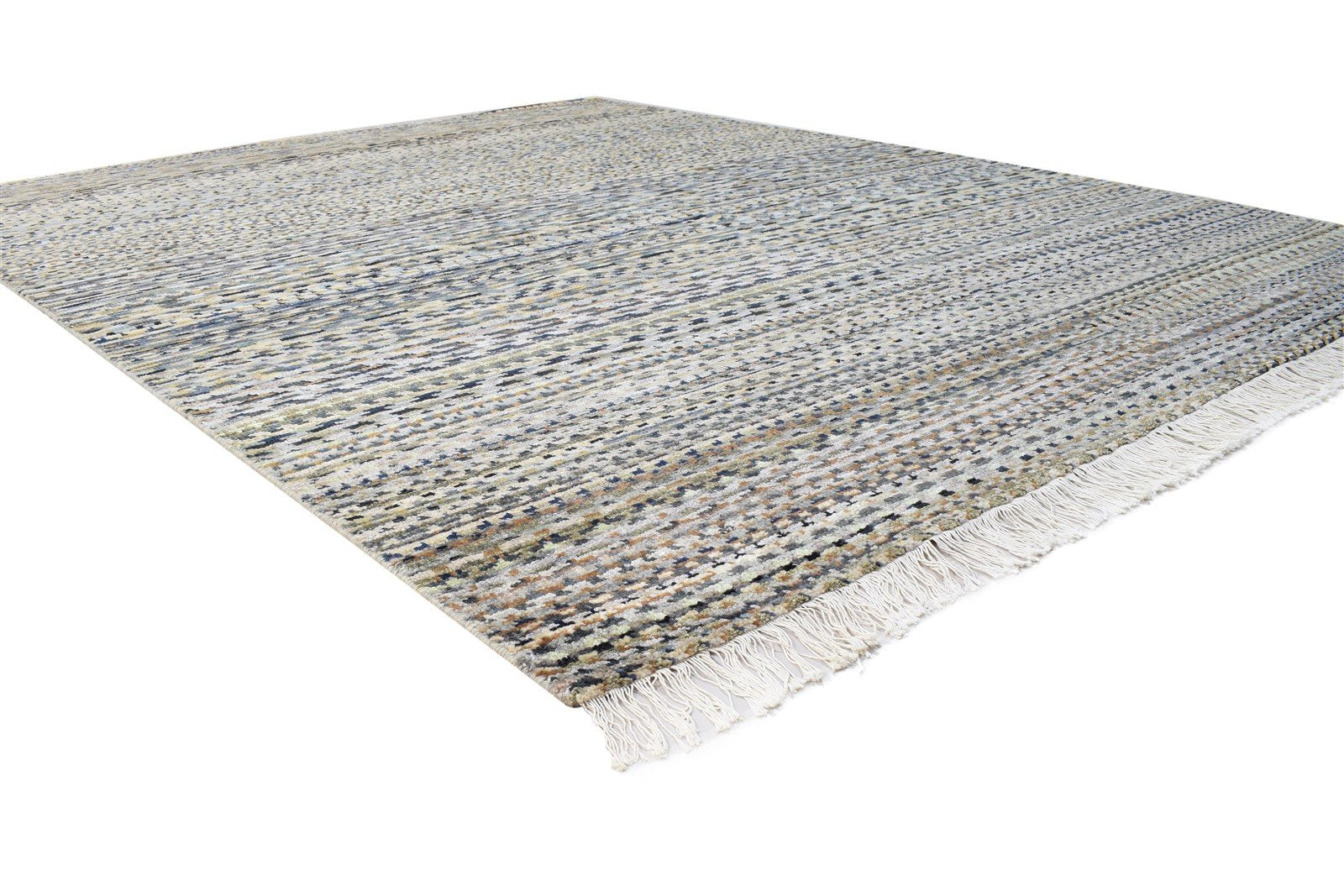 8' X 10' Rug Wool Cream Modern Hand Woven American Abstract Large Carpet 