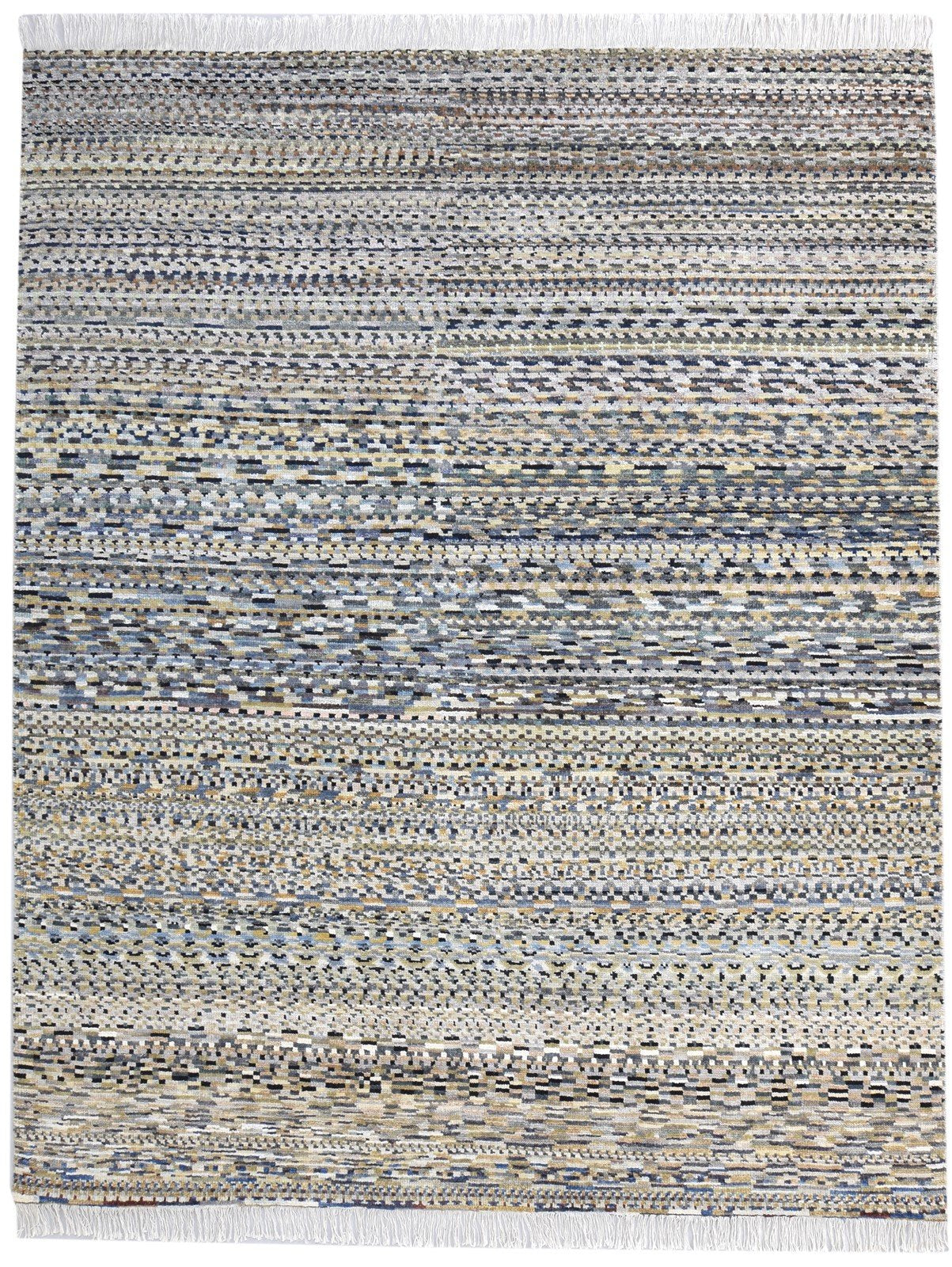 8' X 10' Rug Wool Cream Modern Hand Woven American Abstract Large Carpet 