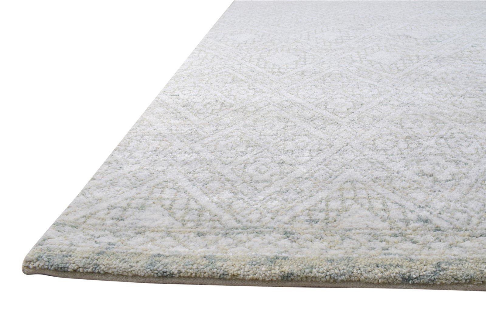 Silver Wool / Silk Rug 9X12 Modern Hand Woven Moroccan Diamond Extra Large 