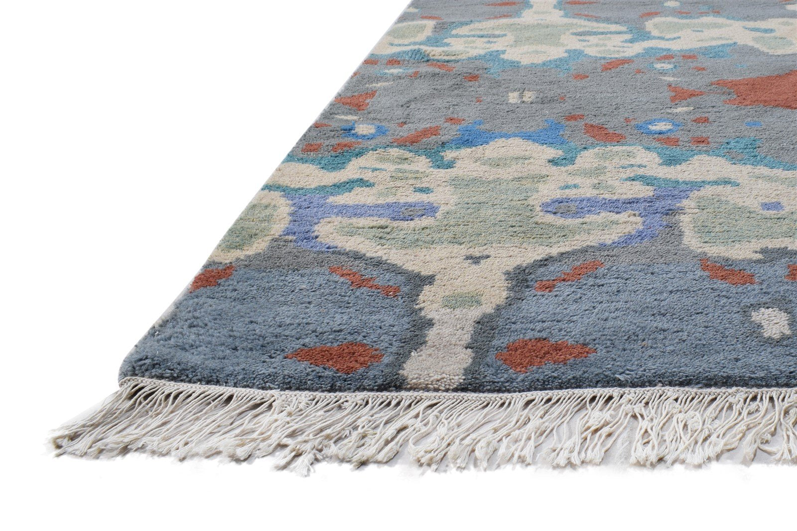 Wool Grey Rug 6' X 9' Modern Hand Knotted Bohemian Abstract Room Size Carpet 