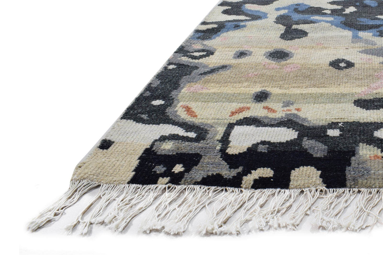 Sand Wool Rug 3' X 5' Modern Hand Knotted Bohemian Abstract Small Carpet 