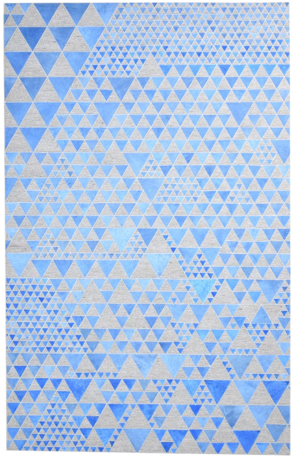 5X8 Rug Leather / Cotton Blue Modern Hand Woven Scandinavian Triangles Room Size 