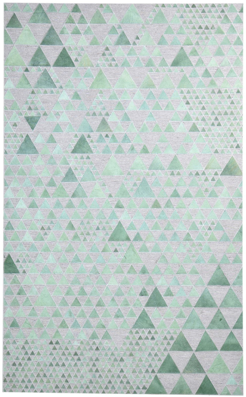 Leather / Cotton Blue Rug 5X8 Modern Hand Woven Scandinavian Triangles Room Size 