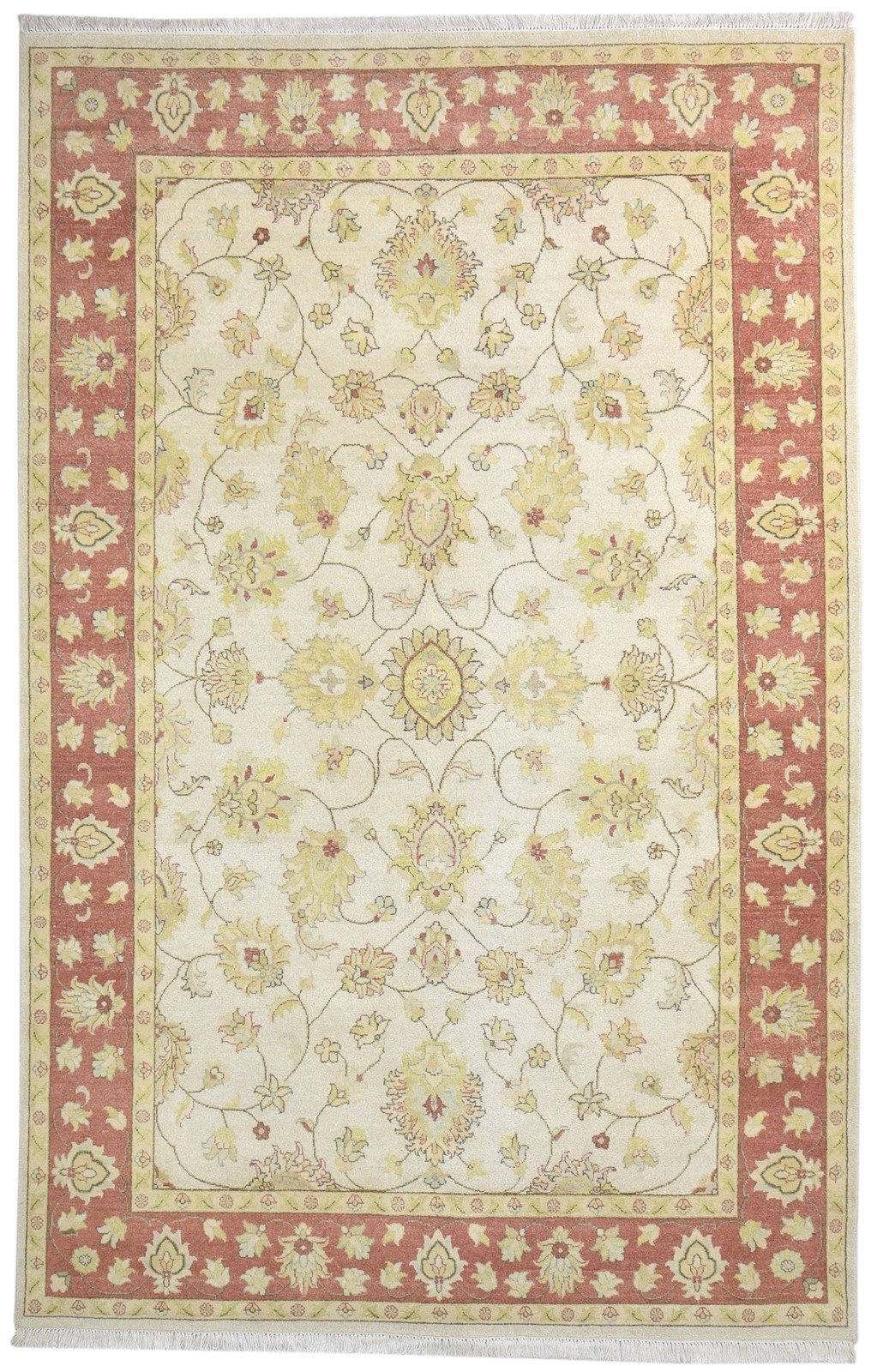 6' X 9' Rug Wool Cream Persian Hand Knotted Oushak Oriental Room Size Carpet 