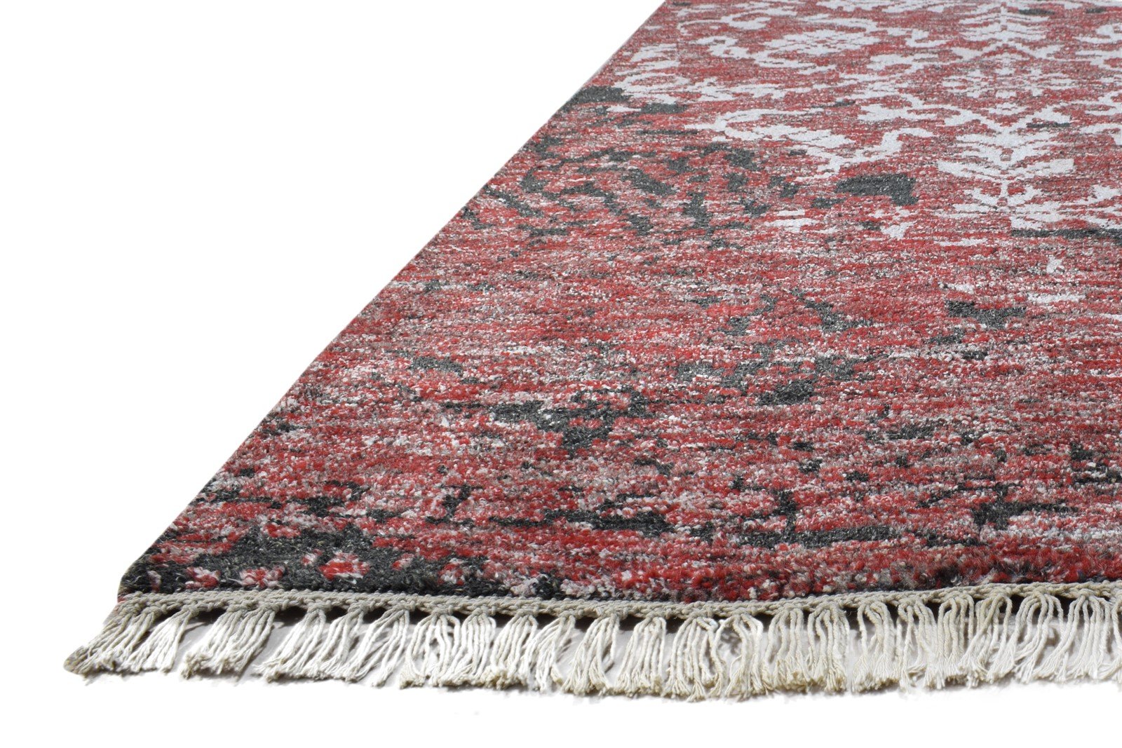 Hand Knotted Red Wool / Silk Rug 5' X 7' Modern French Damask Room Size Carpet 