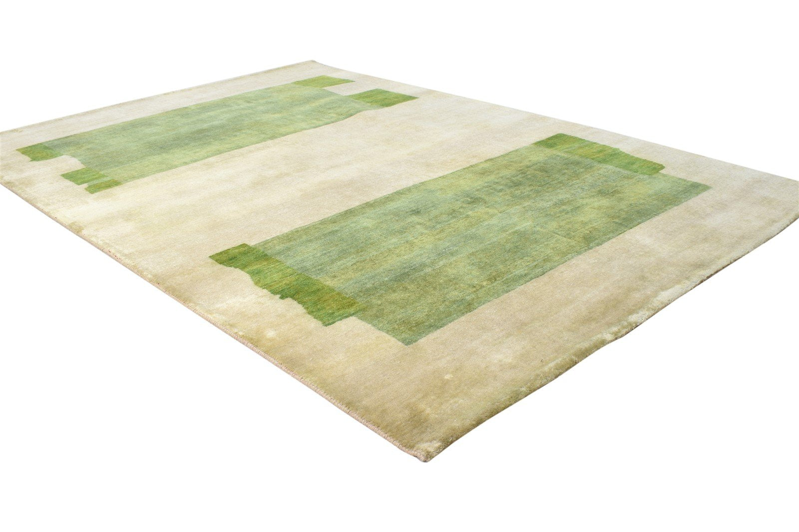 Beige Wool Rug 4X6 Modern Hand Knotted Scandinavian Abstract Room Size Carpet 