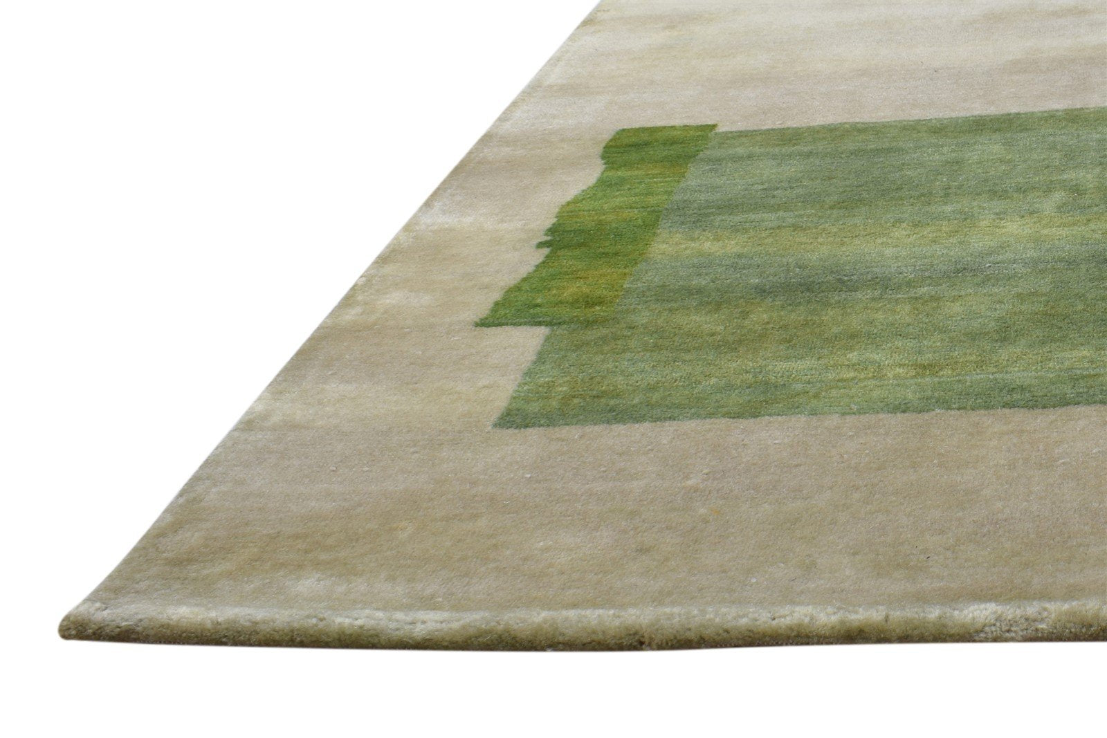 Beige Wool Rug 4X6 Modern Hand Knotted Scandinavian Abstract Room Size Carpet 