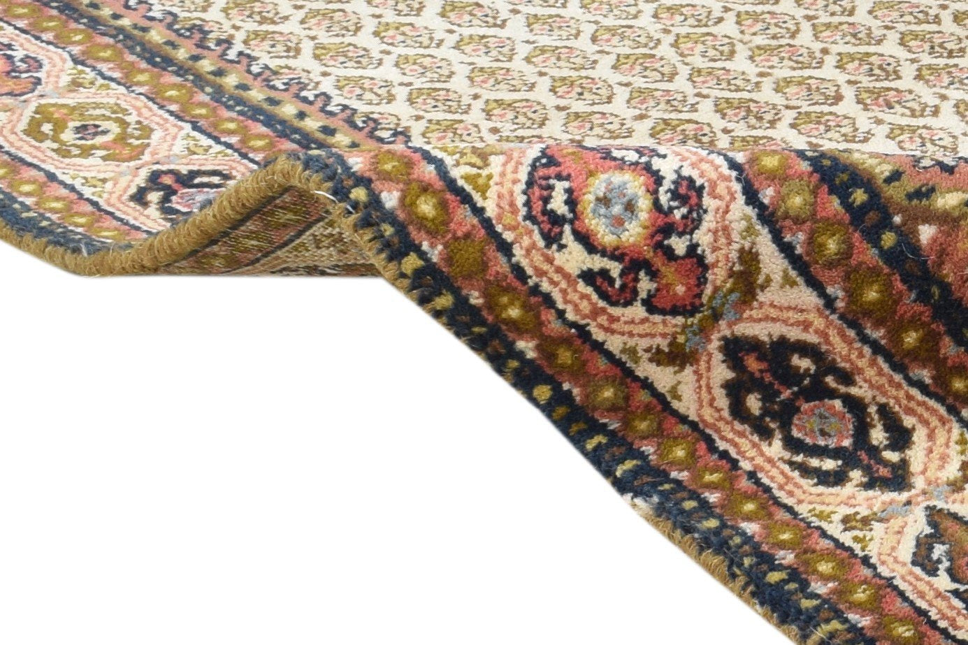 Wool Beige Rug 3' X 6' Persian Hand Knotted Mir Oriental Small Carpet 