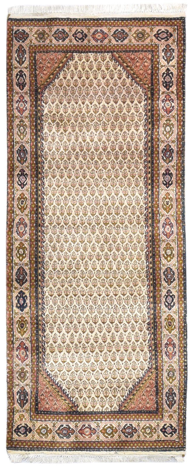 Wool Beige Rug 3' X 6' Persian Hand Knotted Mir Oriental Small Carpet 