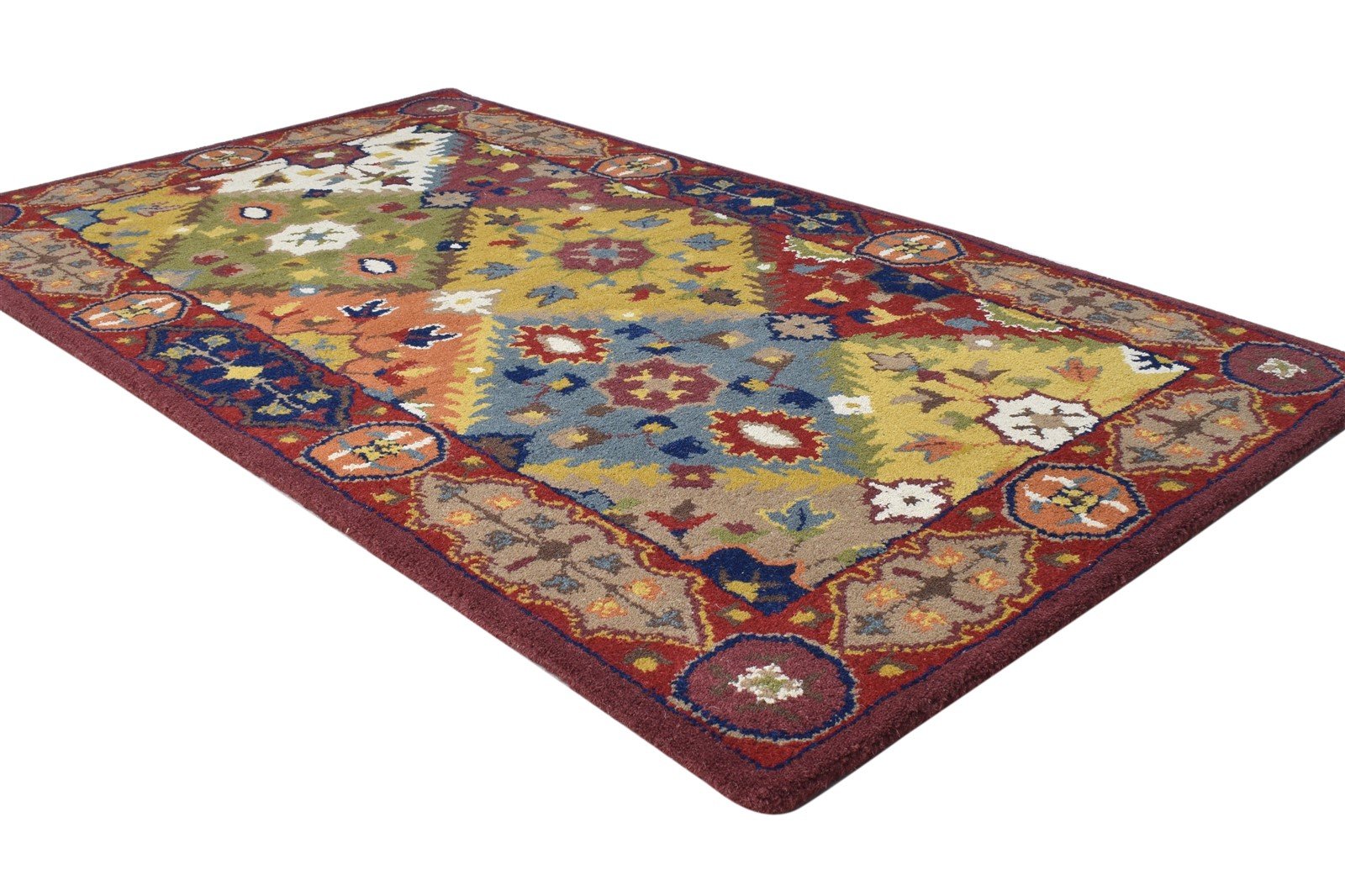 Wool Multi Color Rug 3' X 5' Persian Hand Tufted Bakhtiari Oriental Small Carpet 