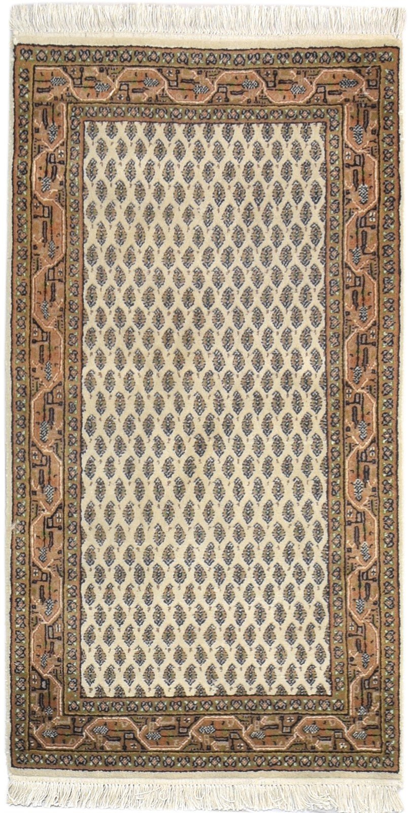 2'6 X 5' Rug Wool Cream Persian Hand Knotted Mir Oriental Small Carpet 