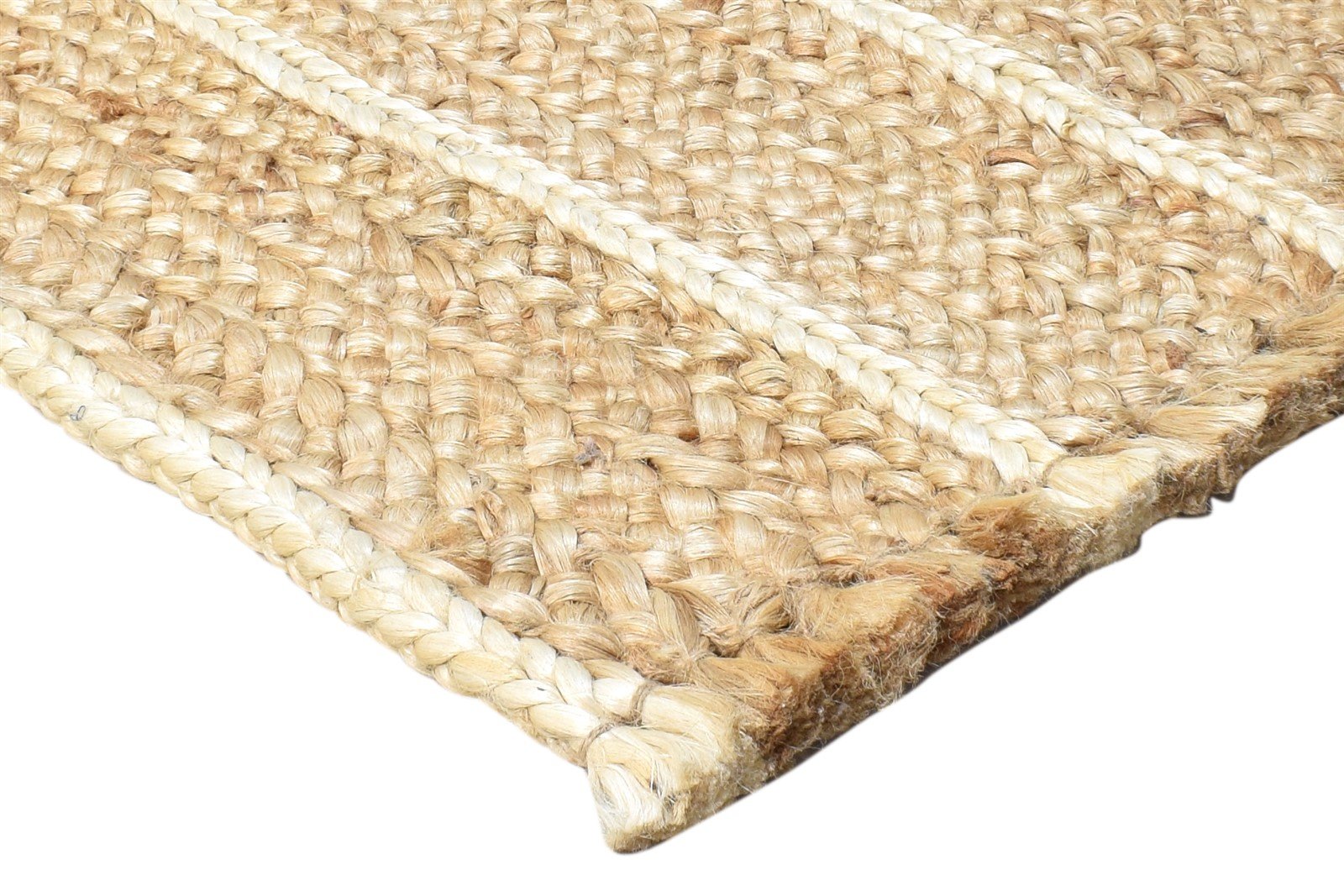 2' X 3' Rug Jute Cream Modern Hand Woven Scandinavian Striped Small Carpet 