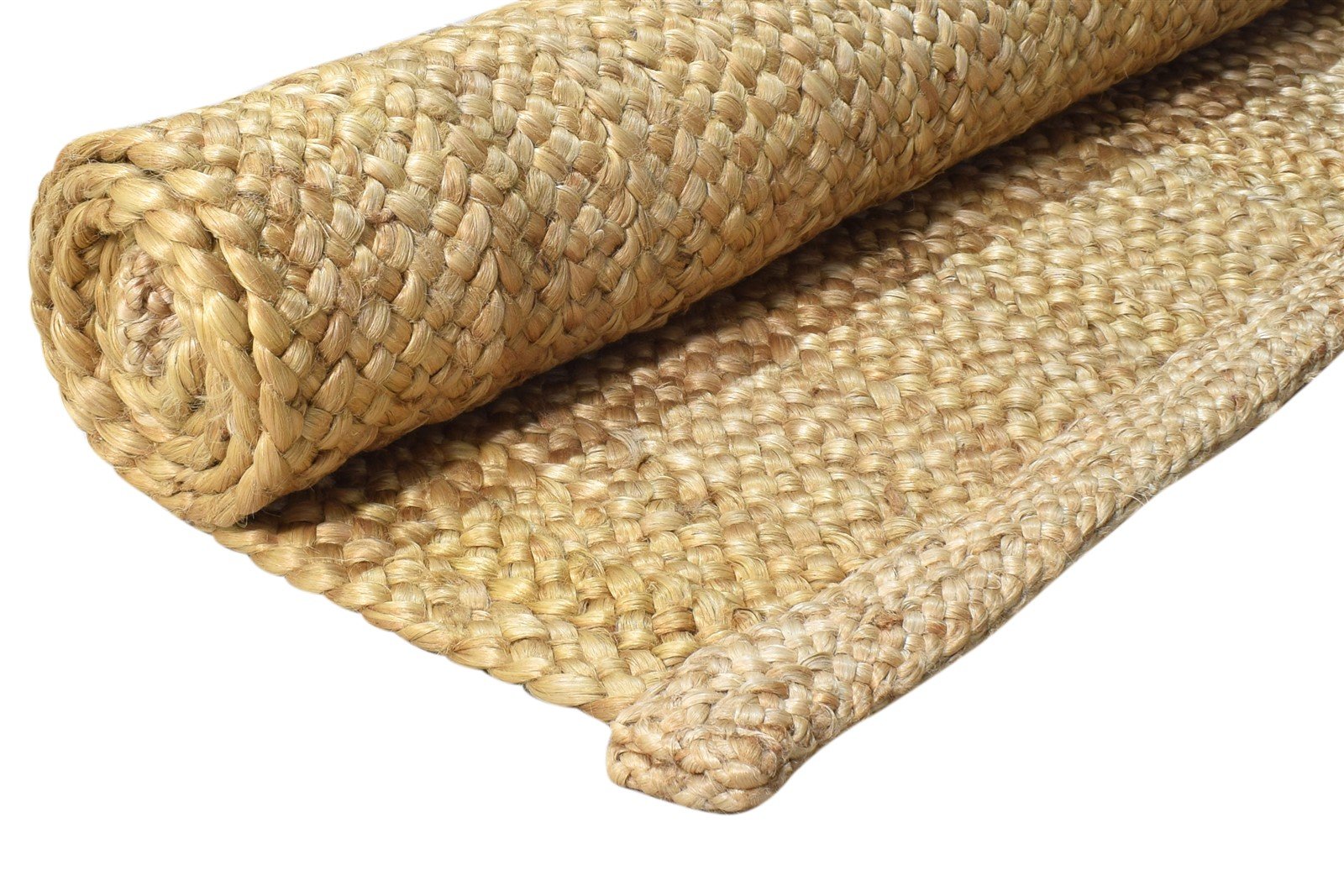 Hand Woven Beige Jute Rug 5' X 8' Modern Scandinavian Solid Room Size Carpet 