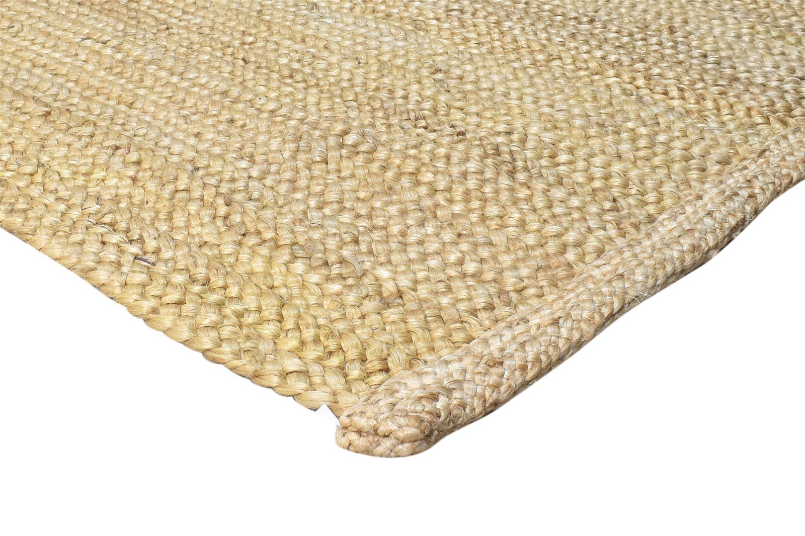 Hand Woven Beige Jute Rug 5' X 8' Modern Scandinavian Solid Room Size Carpet 