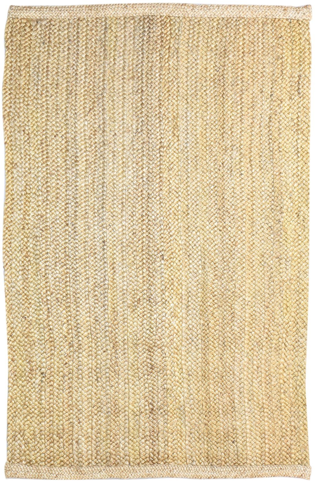 Hand Woven Beige Jute Rug 5' X 8' Modern Scandinavian Solid Room Size Carpet 