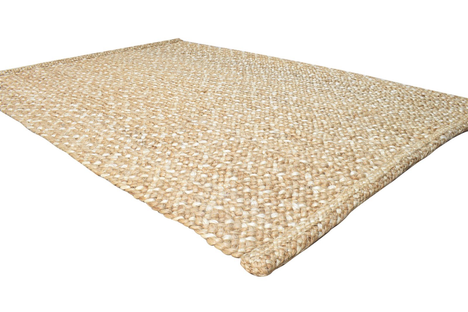 Beige Jute Rug 5' X 8' Modern Hand Woven Scandinavian Solid Room Size Carpet 