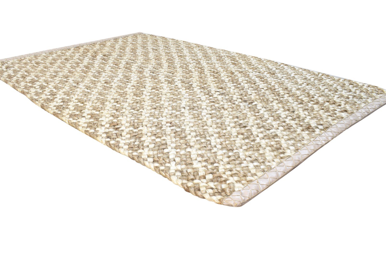 Beige Jute Rug 4' X 6' Modern Hand Woven Scandinavian Solid Room Size Carpet 