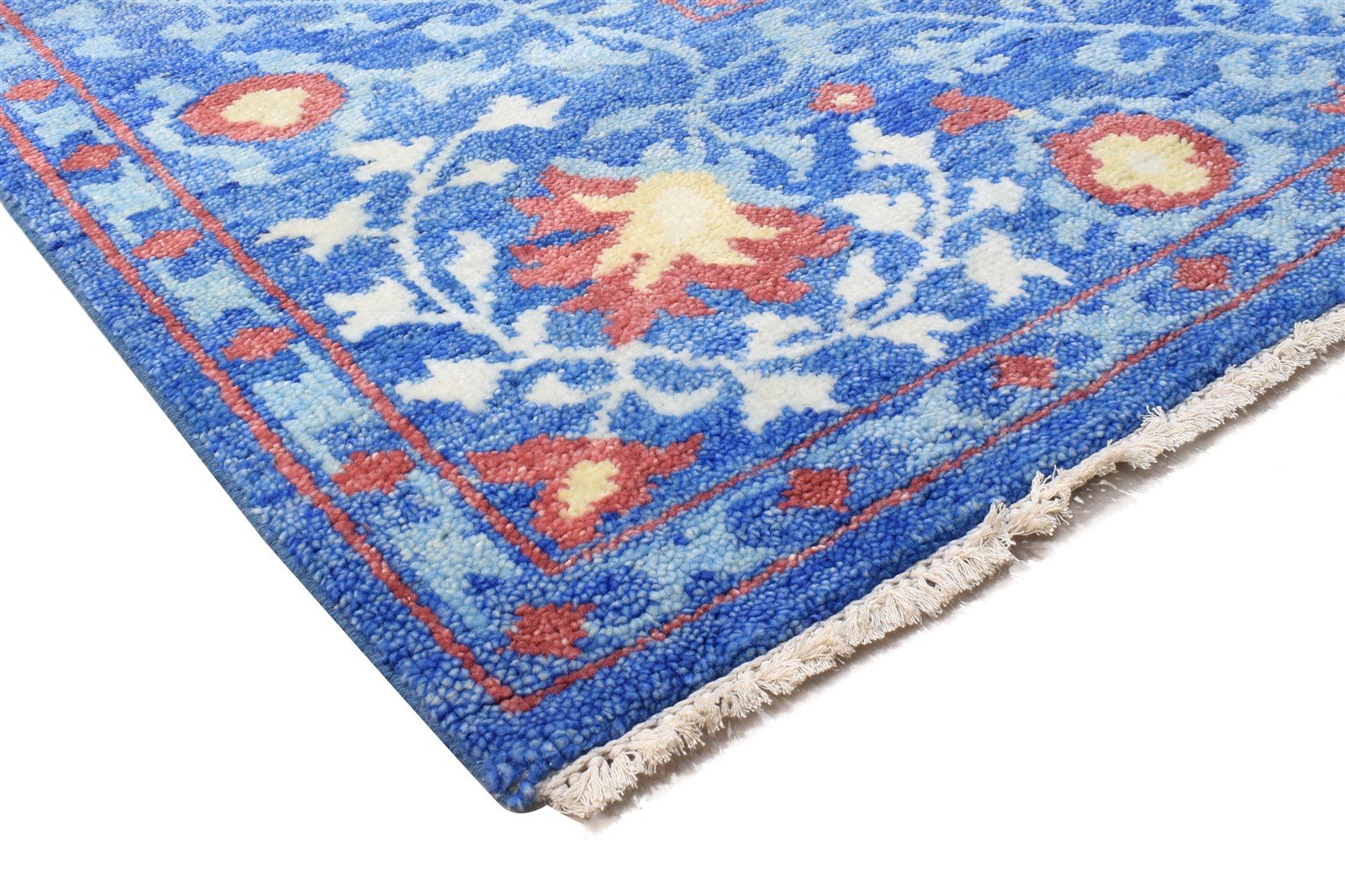 Blue Wool Rug 9' X 12' Persian Hand Knotted Mughal Oriental Extra Large Carpet 