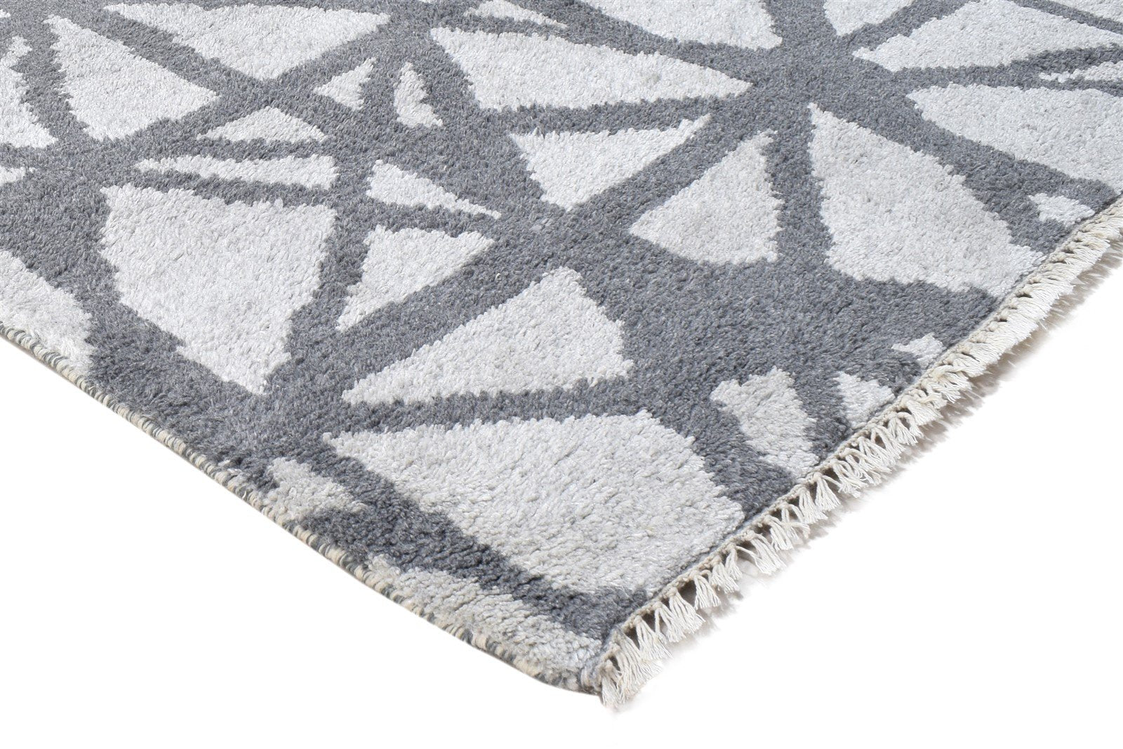 Wool / Silk Dark Grey Rug 9X12 Modern Hand Knotted Scandinavian Abstract Large 