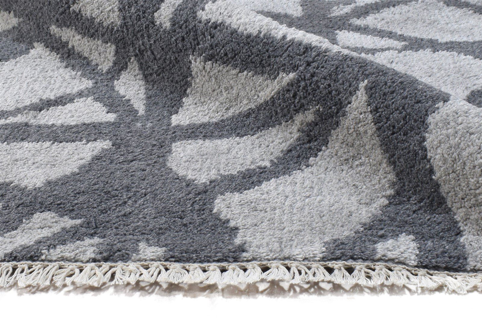 Wool / Silk Dark Grey Rug 9X12 Modern Hand Knotted Scandinavian Abstract Large 