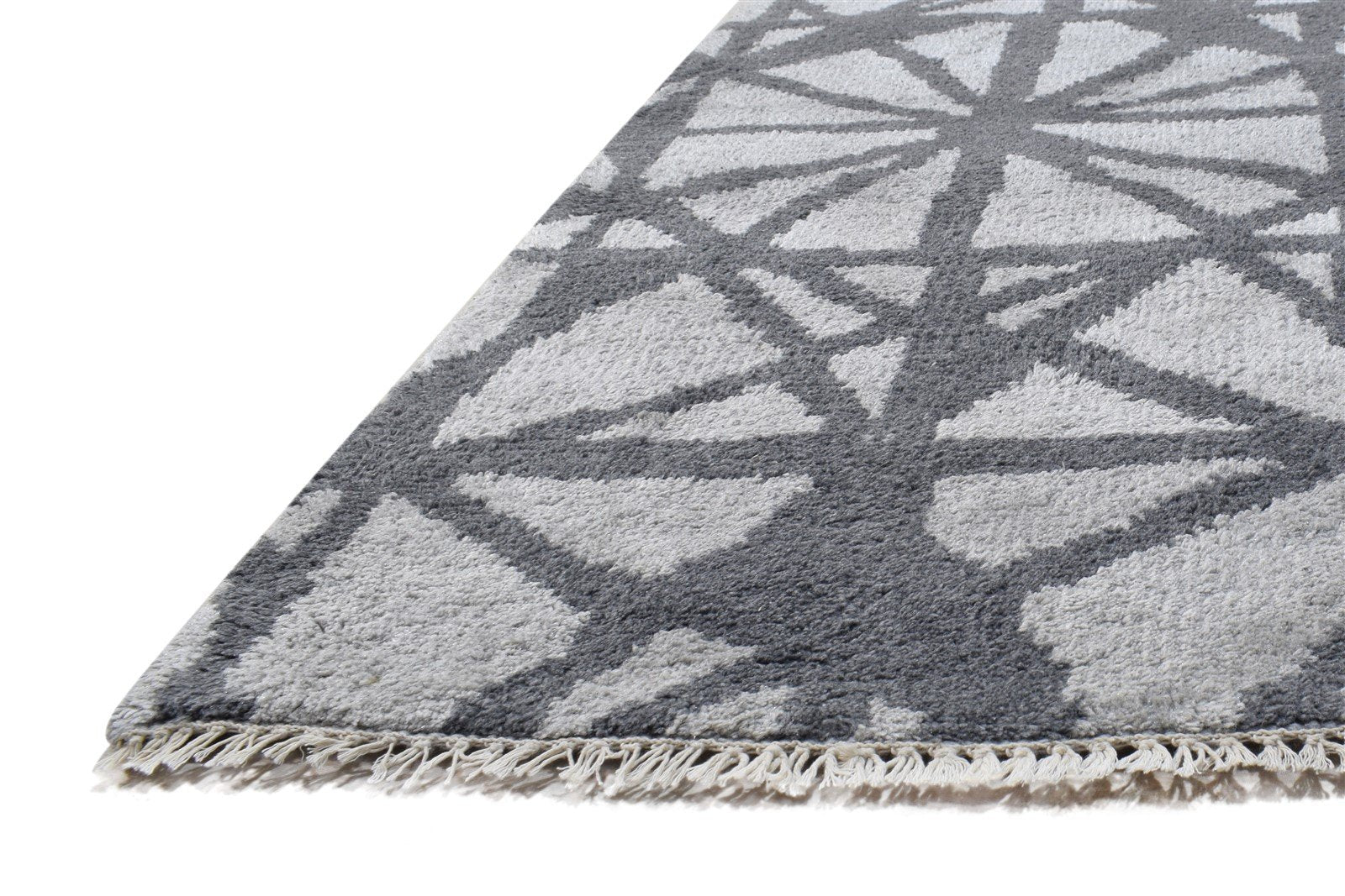 Wool / Silk Dark Grey Rug 9X12 Modern Hand Knotted Scandinavian Abstract Large 