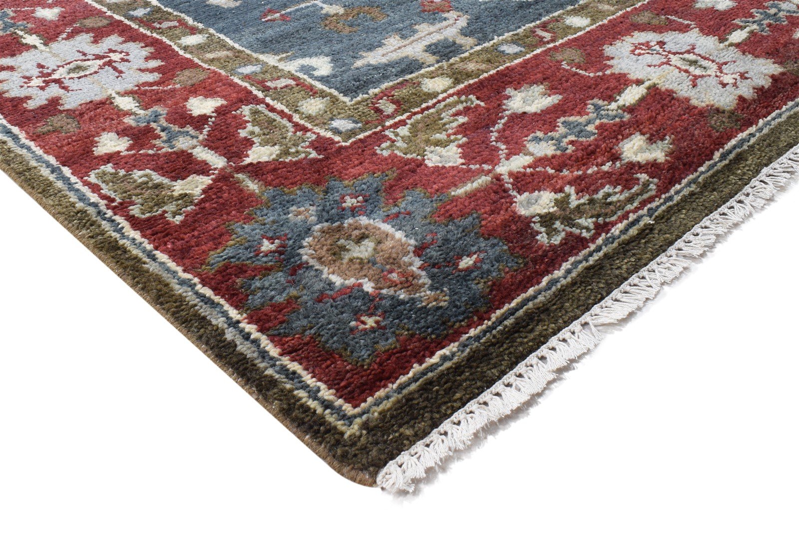 Blue Wool Rug 9' X 12' Persian Hand Knotted Serapi Oriental Extra Large Carpet 