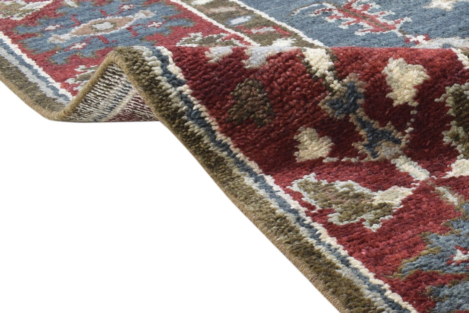 Blue Wool Rug 9' X 12' Persian Hand Knotted Serapi Oriental Extra Large Carpet 