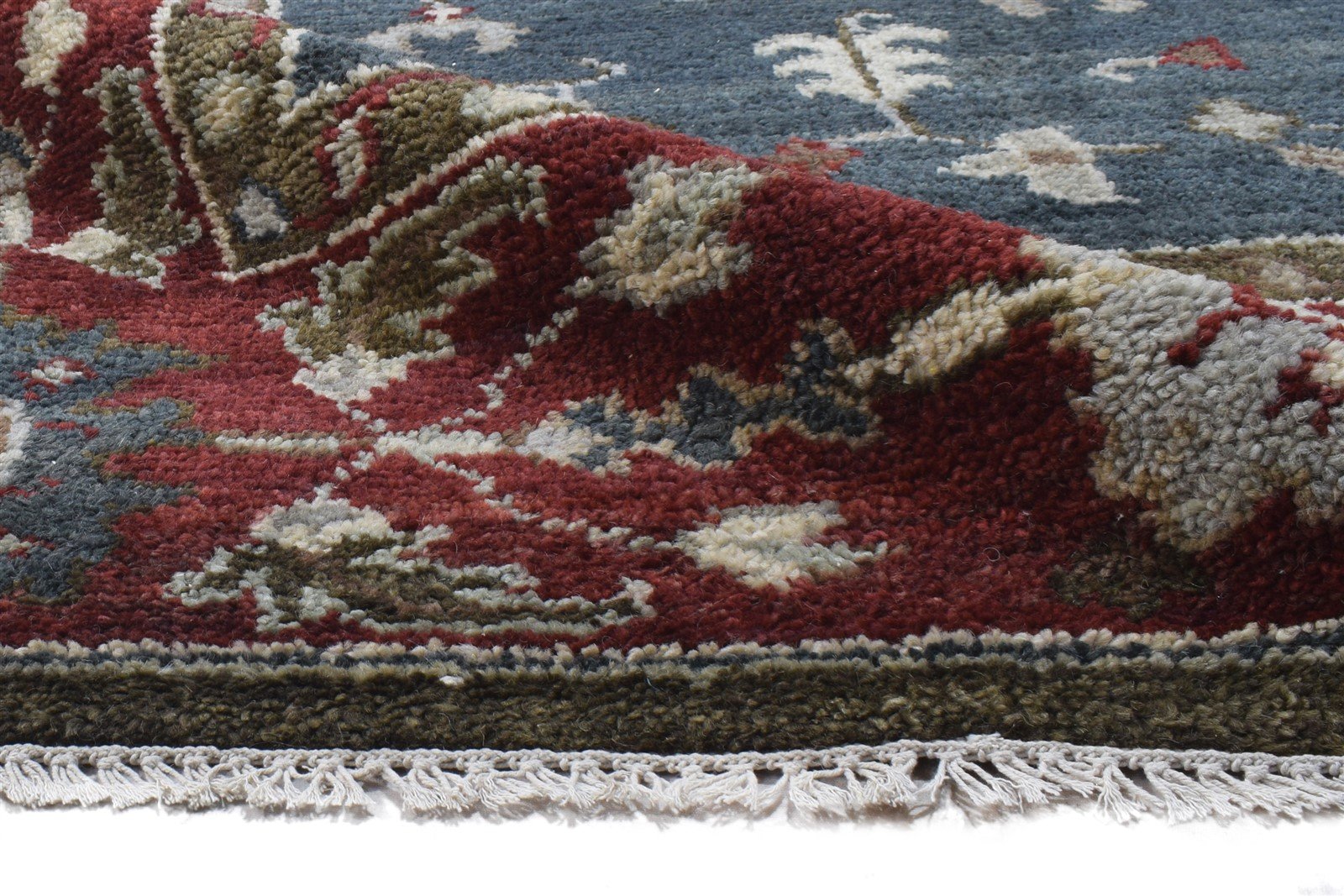 Blue Wool Rug 9' X 12' Persian Hand Knotted Serapi Oriental Extra Large Carpet 