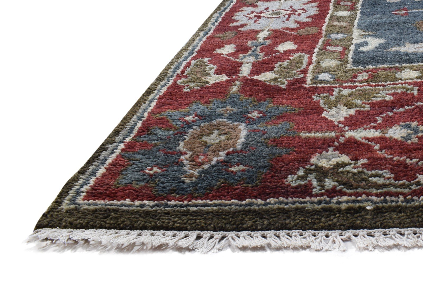 Blue Wool Rug 9' X 12' Persian Hand Knotted Serapi Oriental Extra Large Carpet 