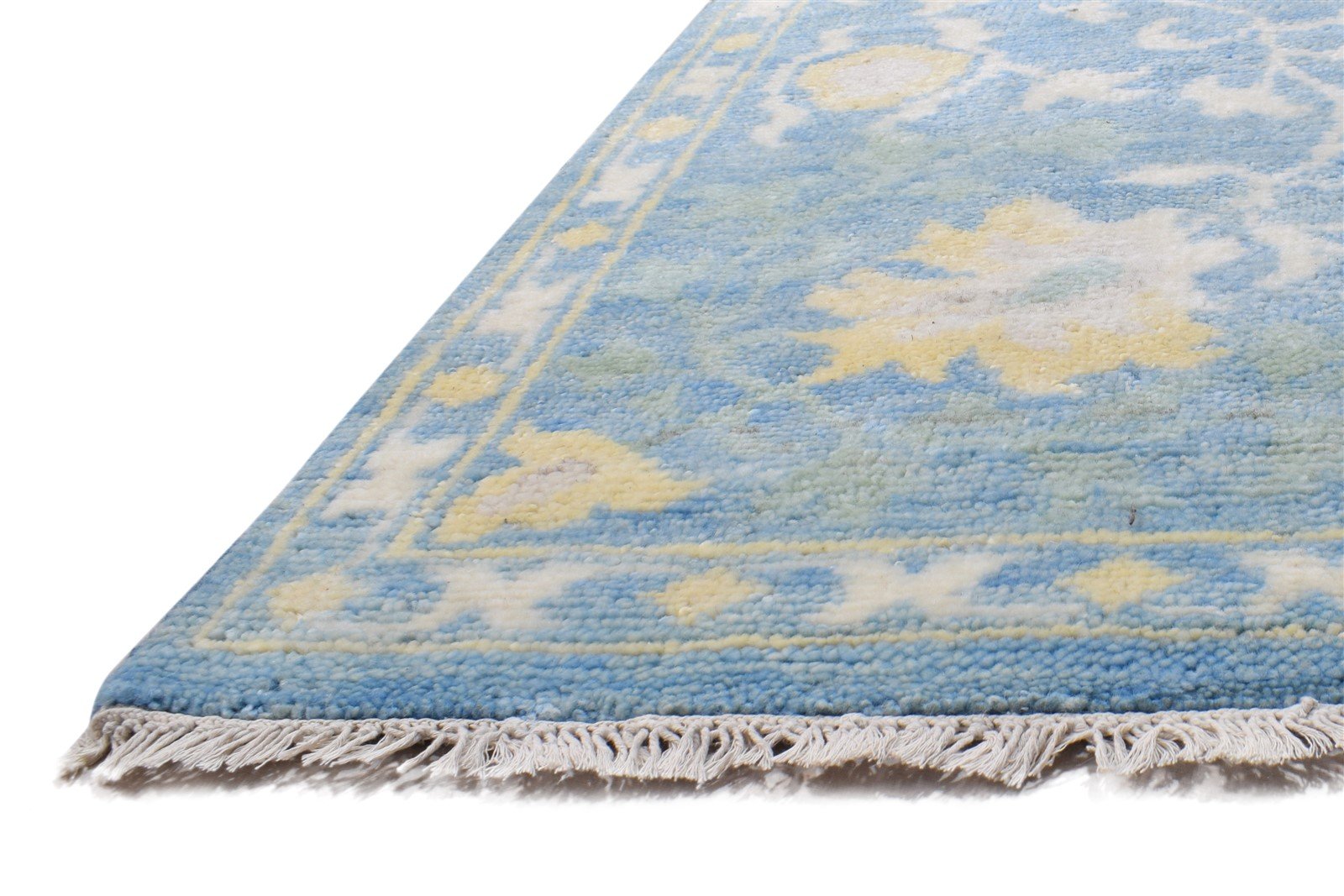 Blue Wool Rug 9' X 12' Persian Hand Knotted Oushak Oriental Extra Large Carpet 