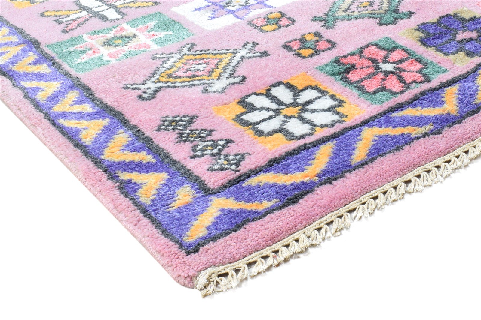 Pink Wool Rug 5' X 8' Persian Hand Knotted Mughal Oriental Room Size Carpet 