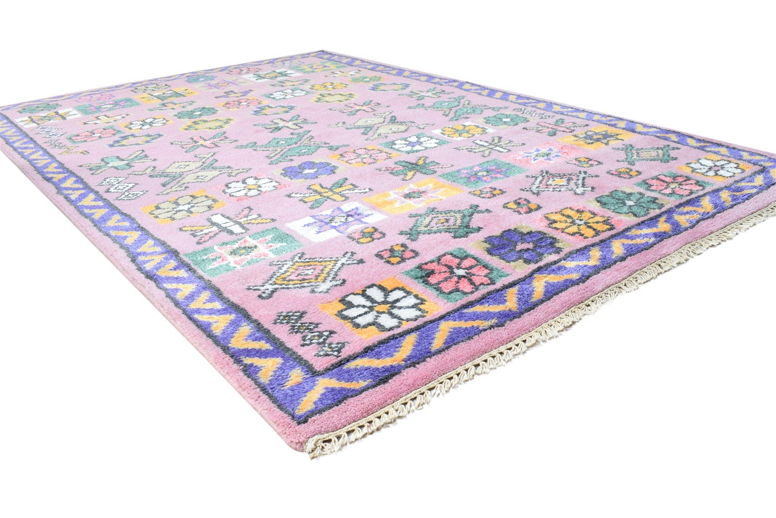 Pink Wool Rug 5' X 8' Persian Hand Knotted Mughal Oriental Room Size Carpet 