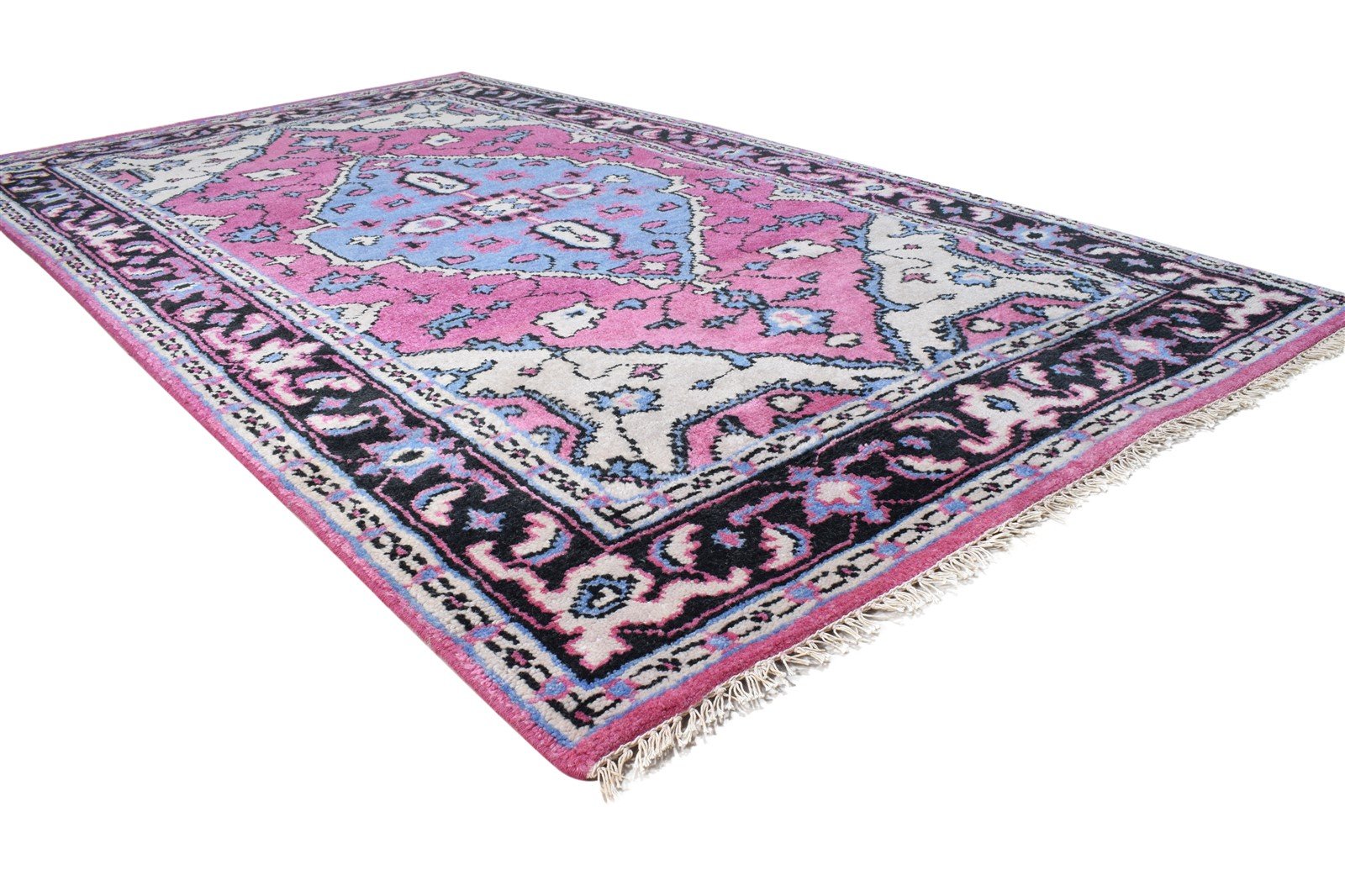 Hand Knotted Pink Wool Rug 4' X 8' Persian Serapi Oriental Room Size Runner 