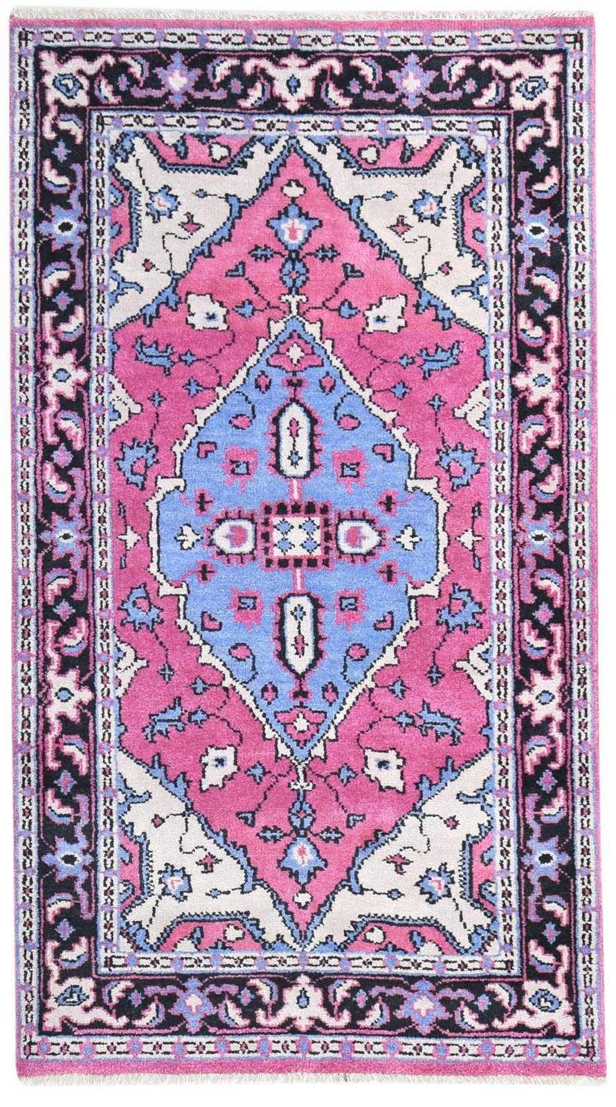 Hand Knotted Pink Wool Rug 4' X 8' Persian Serapi Oriental Room Size Runner 