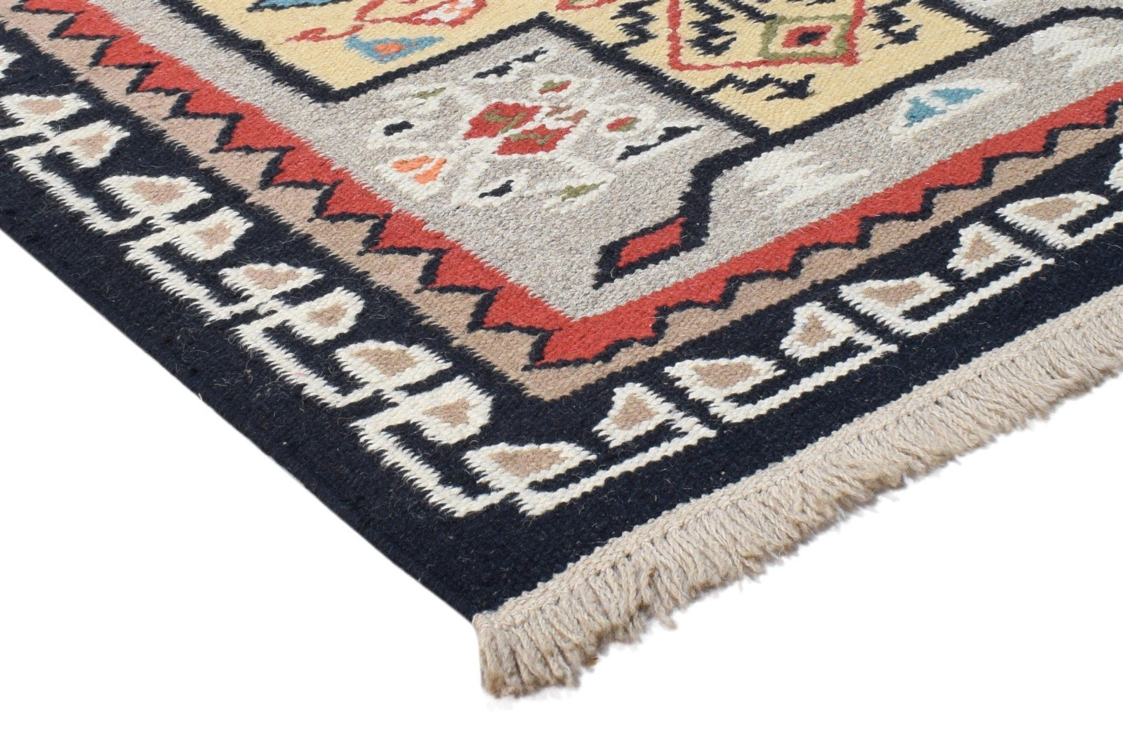 Grey Wool Rug 3' X 5' Persian Dhurrie Kazak Oriental Room Size Carpet 