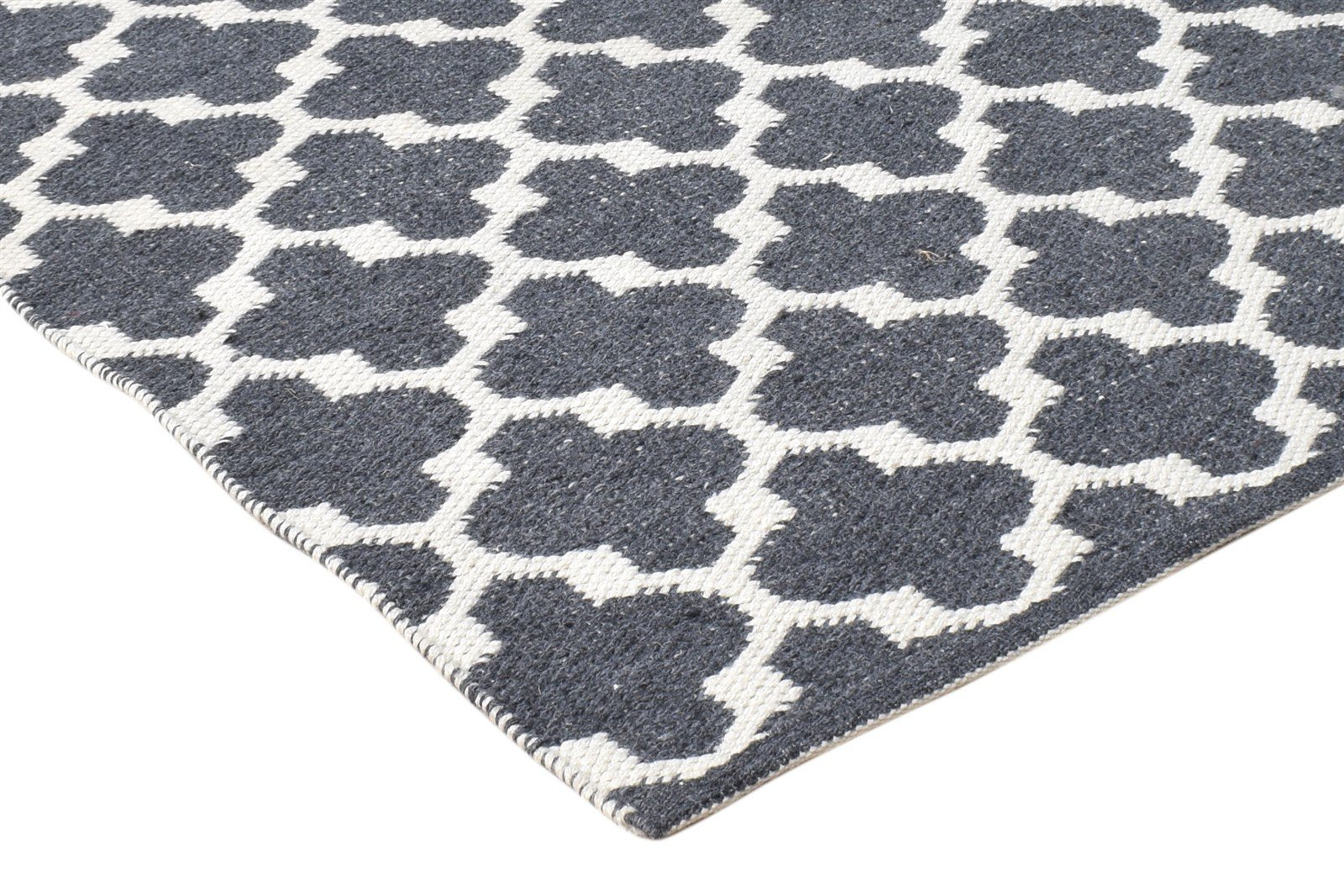 Jacquard Loom Grey Polypropylene Rug 2'6"x5 Modern Moroccan Trellis Small Carpet 