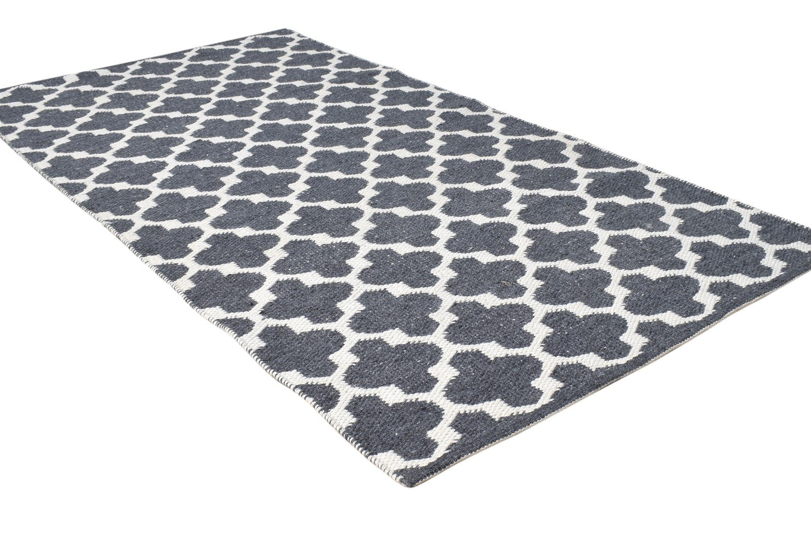 Jacquard Loom Grey Polypropylene Rug 2'6"x5 Modern Moroccan Trellis Small Carpet 