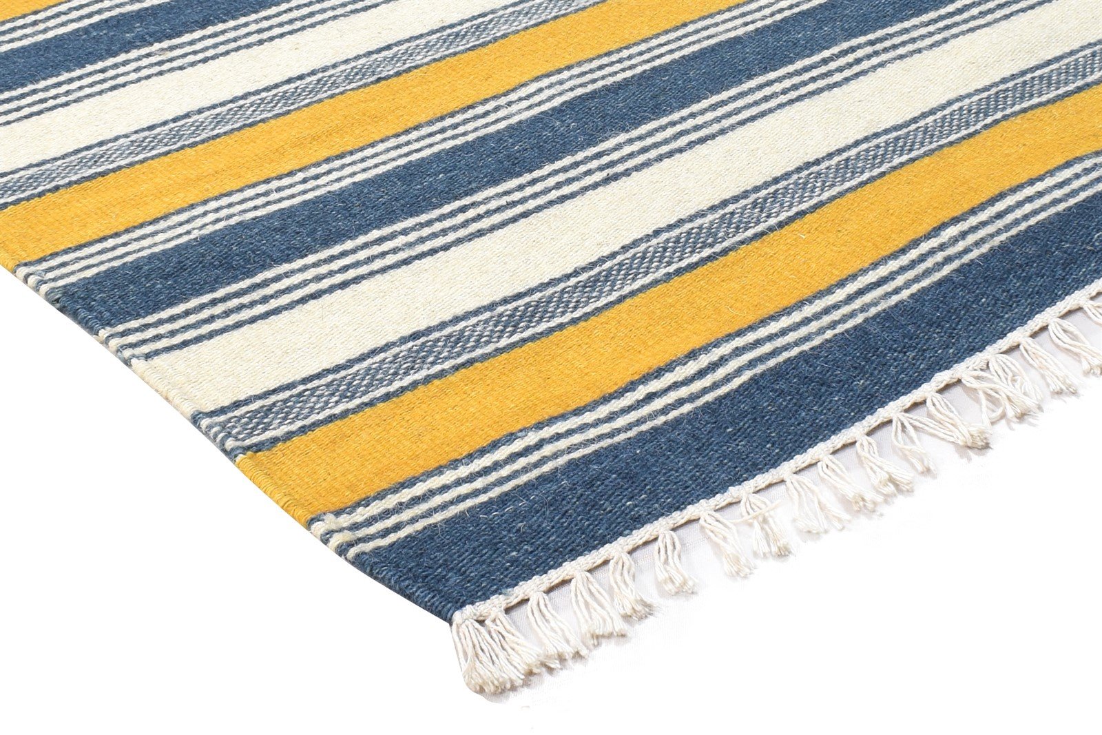 Multi Wool Rug 3' X 5' Modern Dhurrie French Striped Small Carpet 