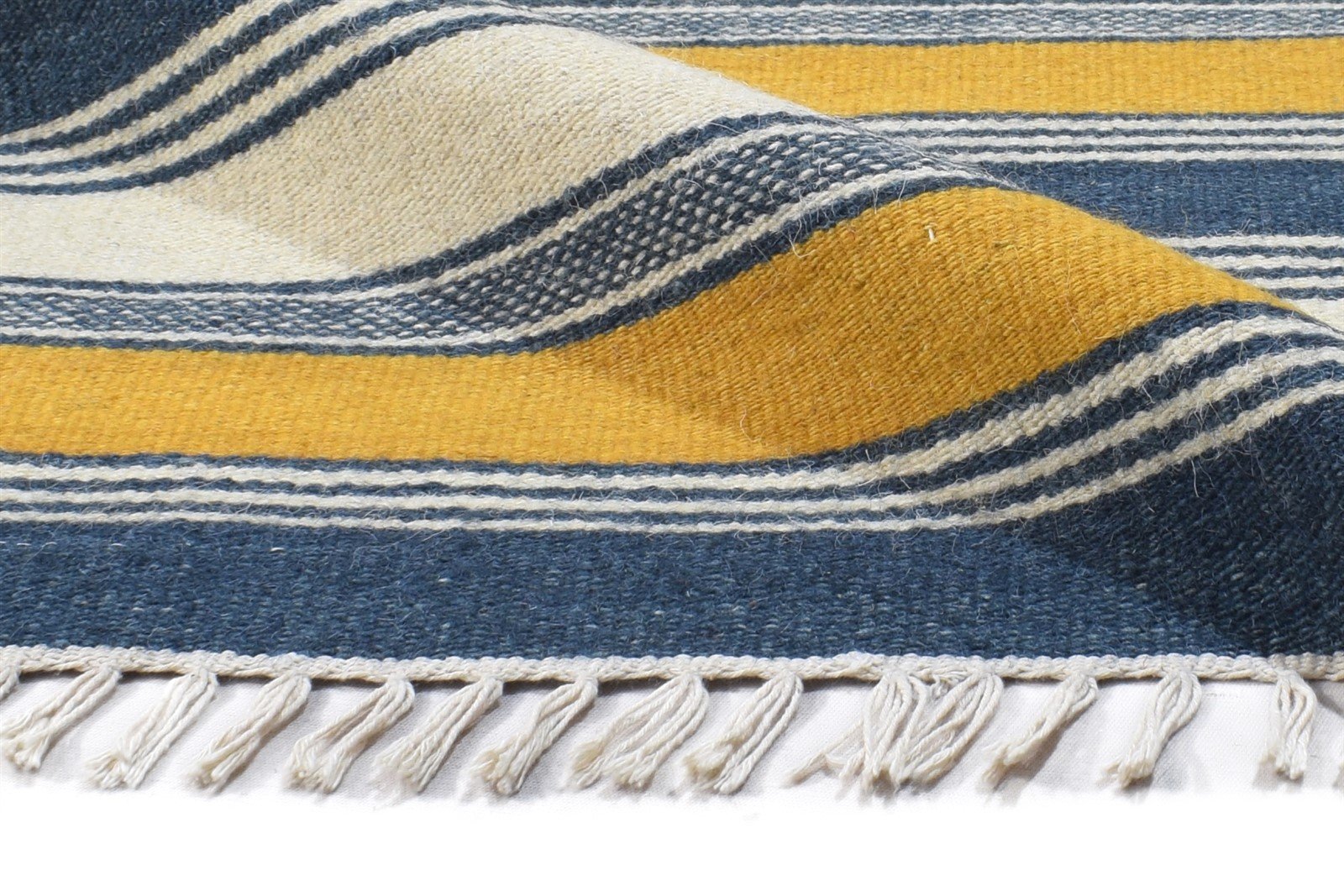 Multi Wool Rug 3' X 5' Modern Dhurrie French Striped Small Carpet 