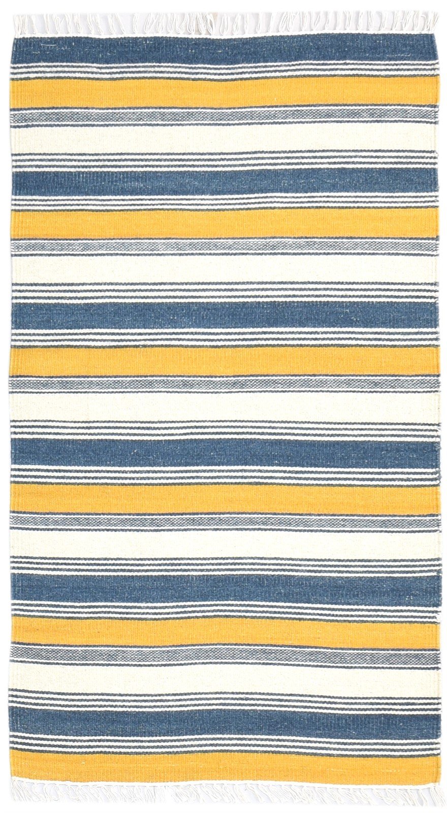 Multi Wool Rug 3' X 5' Modern Dhurrie French Striped Small Carpet 