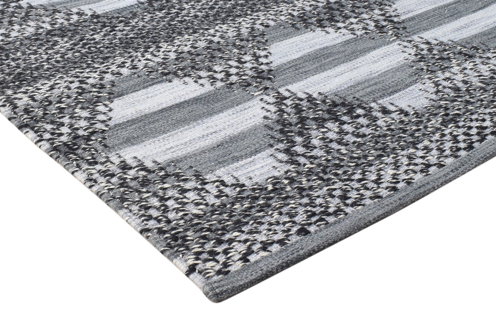 3' X 5' Rug Wool Grey Modern Hand Woven Scandinavian Striped Room Size Carpet 