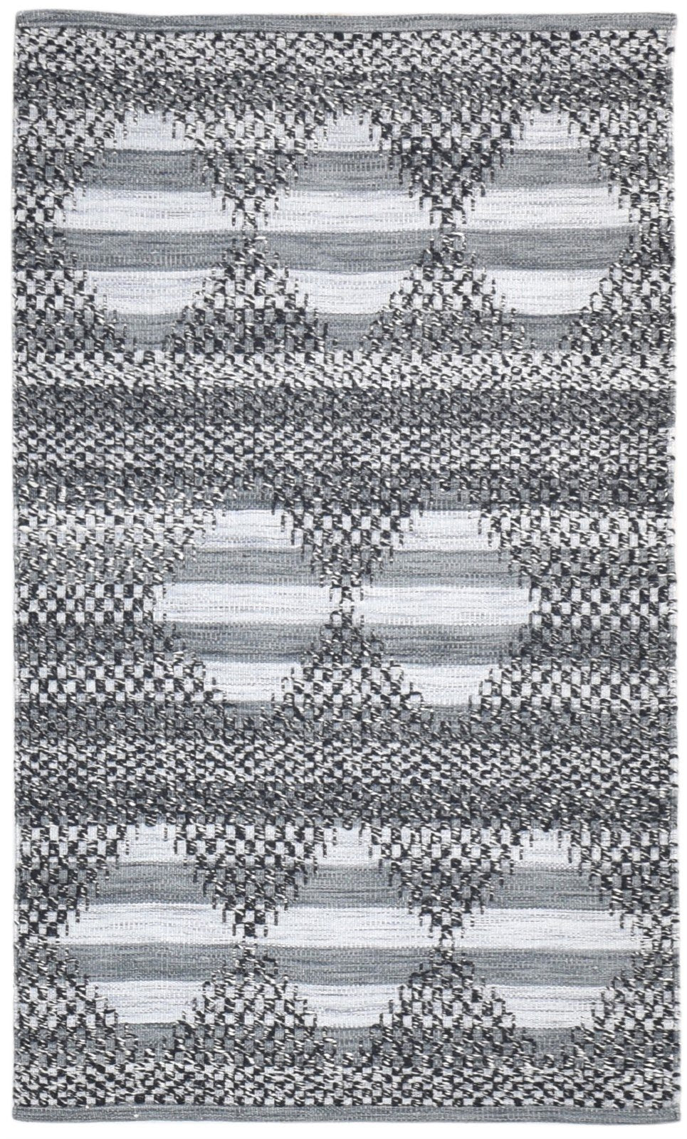 3' X 5' Rug Wool Grey Modern Hand Woven Scandinavian Striped Room Size Carpet 