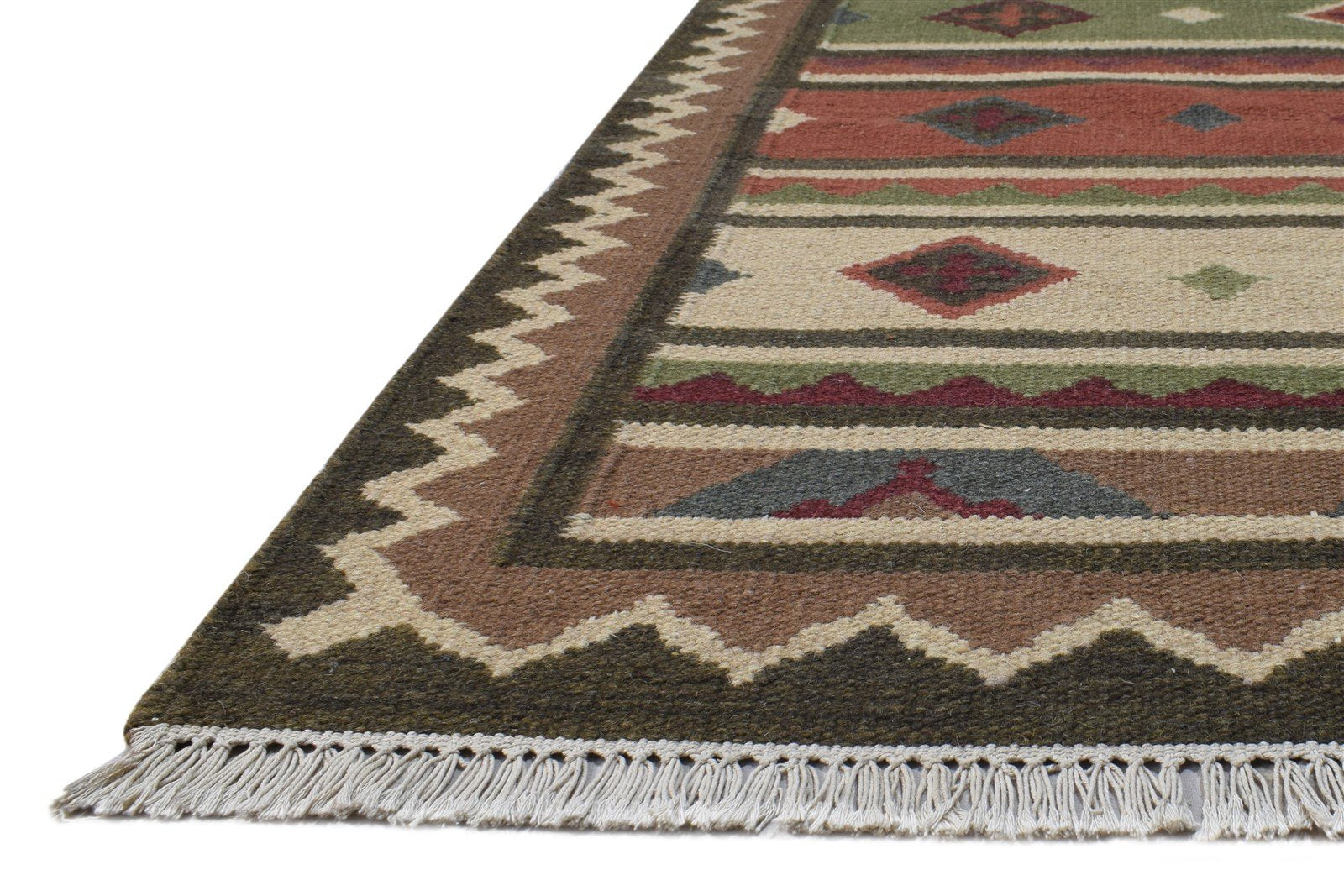 Dhurrie Multi Wool Rug 3' X 5' Persian Southwestern Oriental Room Size Carpet 